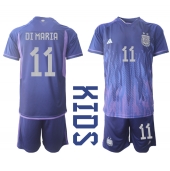 Billige Argentina Angel Di Maria #11 Udebanetrøje Børn VM 2022 Kort ærmer (+ bukser)