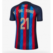 Billige Barcelona Frenkie de Jong #21 Hjemmebanetrøje Dame 2022-23 Kort ærmer
