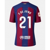Billige Barcelona Frenkie de Jong #21 Hjemmebanetrøje Dame 2023-24 Kort ærmer