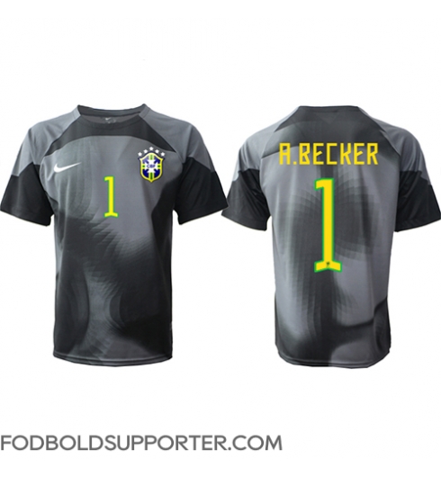 Billige Brasilien Alisson Becker #1 Målmand Hjemmebanetrøje VM 2022 Kort ærmer