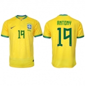 Billige Brasilien Antony #19 Hjemmebanetrøje VM 2022 Kort ærmer