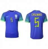Billige Brasilien Casemiro #5 Udebanetrøje VM 2022 Kort ærmer