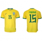 Billige Brasilien Fabinho #15 Hjemmebanetrøje VM 2022 Kort ærmer