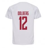 Billige Danmark Kasper Dolberg #12 Udebanetrøje VM 2022 Kort ærmer