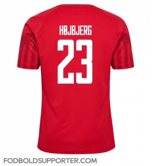 Billige Danmark Pierre-Emile Hojbjerg #23 Hjemmebanetrøje VM 2022 Kort ærmer