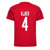 Billige Danmark Simon Kjaer #4 Hjemmebanetrøje VM 2022 Kort ærmer