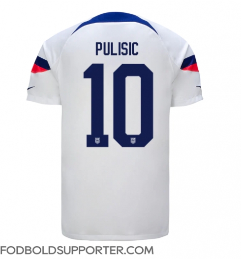 Billige Forenede Stater Christian Pulisic #10 Hjemmebanetrøje VM 2022 Kort ærmer