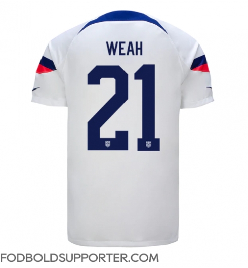 Billige Forenede Stater Timothy Weah #21 Hjemmebanetrøje VM 2022 Kort ærmer