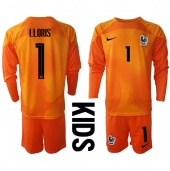 Billige Frankrig Hugo Lloris #1 Målmand Hjemmebanetrøje Børn VM 2022 Lange ærmer (+ bukser)