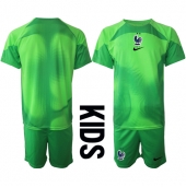 Billige Frankrig Målmand Udebanetrøje Børn VM 2022 Kort ærmer (+ bukser)