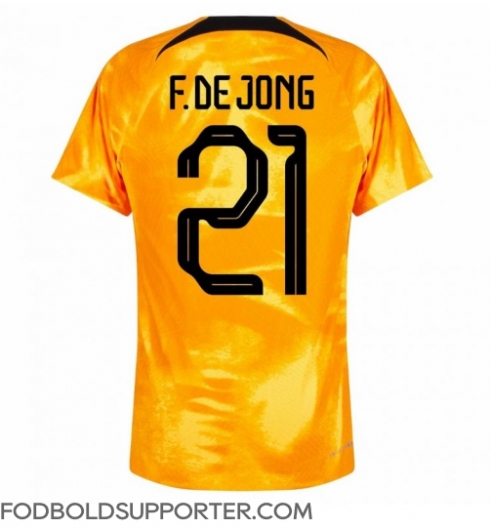 Billige Holland Frenkie de Jong #21 Hjemmebanetrøje VM 2022 Kort ærmer