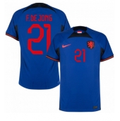 Billige Holland Frenkie de Jong #21 Udebanetrøje VM 2022 Kort ærmer