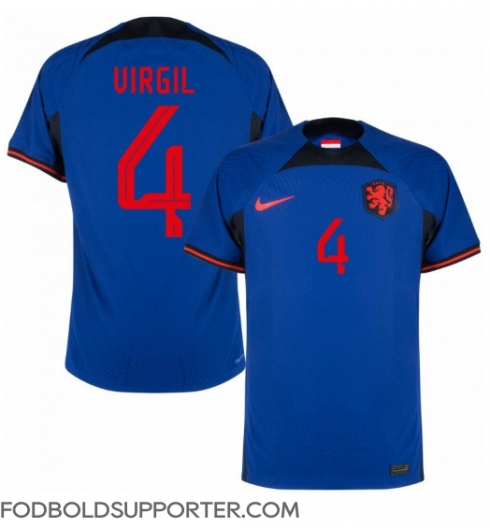 Billige Holland Virgil van Dijk #4 Udebanetrøje VM 2022 Kort ærmer