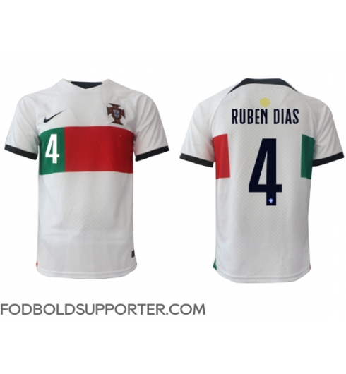 Billige Portugal Ruben Dias #4 Udebanetrøje VM 2022 Kort ærmer