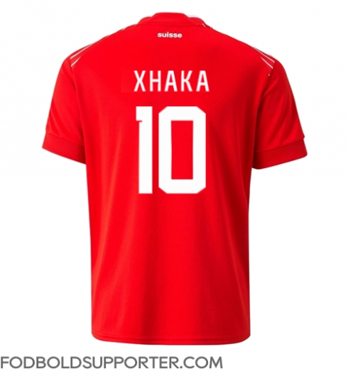 Billige Schweiz Granit Xhaka #10 Hjemmebanetrøje VM 2022 Kort ærmer