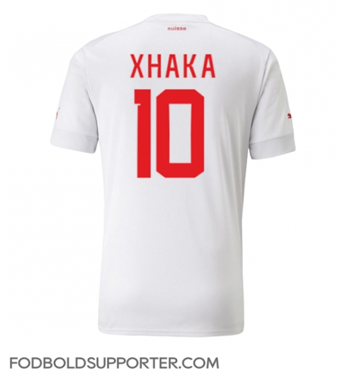 Billige Schweiz Granit Xhaka #10 Udebanetrøje VM 2022 Kort ærmer