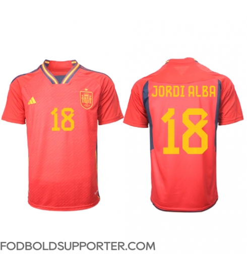 Billige Spanien Jordi Alba #18 Hjemmebanetrøje VM 2022 Kort ærmer