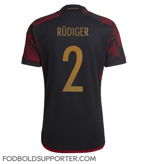 Billige Tyskland Antonio Rudiger #2 Udebanetrøje VM 2022 Kort ærmer