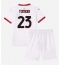 Billige AC Milan Fikayo Tomori #23 Udebanetrøje Børn 2024-25 Kort ærmer (+ bukser)