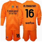 Billige AC Milan Mike Maignan #16 Målmand Udebanetrøje Børn 2024-25 Lange ærmer (+ bukser)