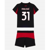 Billige AC Milan Strahinja Pavlovic #31 Hjemmebanetrøje Børn 2025-26 Kort ærmer (+ bukser)