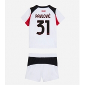 Billige AC Milan Strahinja Pavlovic #31 Udebanetrøje Børn 2025-26 Kort ærmer (+ bukser)