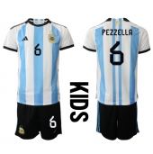 Billige Argentina German Pezzella #6 Hjemmebanetrøje Børn VM 2022 Kort ærmer (+ bukser)