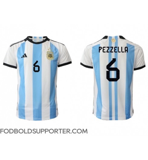 Billige Argentina German Pezzella #6 Hjemmebanetrøje VM 2022 Kort ærmer