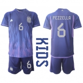 Billige Argentina German Pezzella #6 Udebanetrøje Børn VM 2022 Kort ærmer (+ bukser)