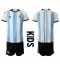 Billige Argentina Hjemmebanetrøje Børn VM 2022 Kort ærmer (+ bukser)