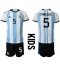 Billige Argentina Leandro Paredes #5 Hjemmebanetrøje Børn VM 2022 Kort ærmer (+ bukser)