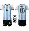 Billige Argentina Lionel Messi #10 Hjemmebanetrøje Børn VM 2022 Kort ærmer (+ bukser)