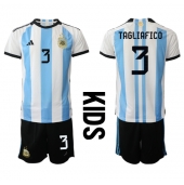 Billige Argentina Nicolas Tagliafico #3 Hjemmebanetrøje Børn VM 2022 Kort ærmer (+ bukser)