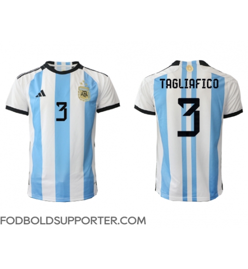 Billige Argentina Nicolas Tagliafico #3 Hjemmebanetrøje VM 2022 Kort ærmer