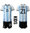 Billige Argentina Paulo Dybala #21 Hjemmebanetrøje Børn VM 2022 Kort ærmer (+ bukser)