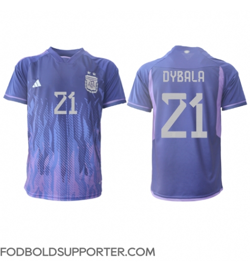Billige Argentina Paulo Dybala #21 Udebanetrøje VM 2022 Kort ærmer