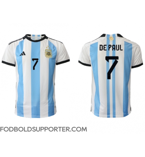 Billige Argentina Rodrigo de Paul #7 Hjemmebanetrøje VM 2022 Kort ærmer