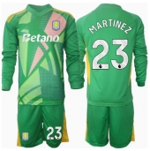 Billige Aston Villa Emiliano Martinez #23 Målmand Hjemmebanetrøje Børn 2024-25 Lange ærmer (+ bukser)