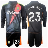 Billige Aston Villa Emiliano Martinez #23 Målmand Udebanetrøje Børn 2024-25 Lange ærmer (+ bukser)