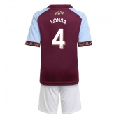 Billige Aston Villa Ezri Konsa #4 Hjemmebanetrøje Børn 2025-26 Kort ærmer (+ bukser)