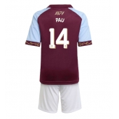Billige Aston Villa Pau Torres #14 Hjemmebanetrøje Børn 2025-26 Kort ærmer (+ bukser)