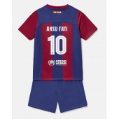 Billige Barcelona Ansu Fati #10 Hjemmebanetrøje Børn 2023-24 Kort ærmer (+ bukser)
