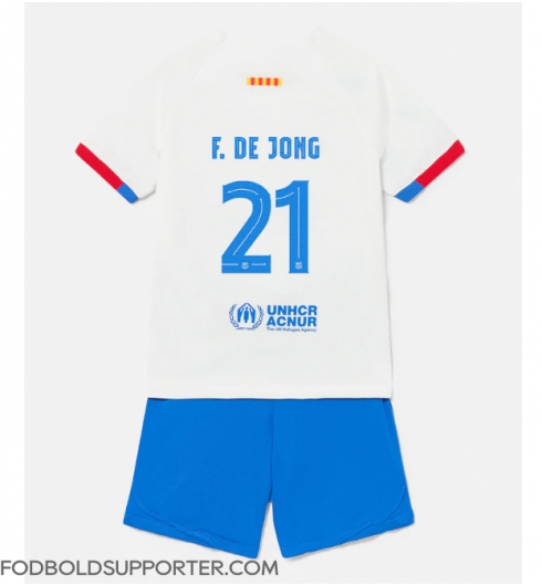 Billige Barcelona Frenkie de Jong #21 Udebanetrøje Børn 2023-24 Kort ærmer (+ bukser)