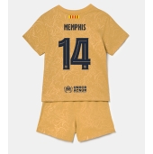 Billige Barcelona Memphis Depay #14 Udebanetrøje Børn 2022-23 Kort ærmer (+ bukser)