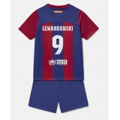 Billige Barcelona Robert Lewandowski #9 Hjemmebanetrøje Børn 2023-24 Kort ærmer (+ bukser)