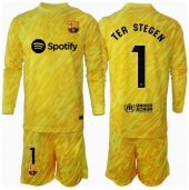 Billige Barcelona Ter Stegen #1 Målmand Hjemmebanetrøje Børn 2024-25 Lange ærmer (+ bukser)