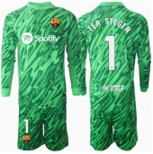 Billige Barcelona Ter Stegen #1 Målmand Udebanetrøje Børn 2024-25 Lange ærmer (+ bukser)