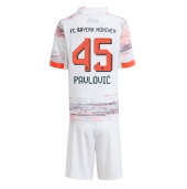 Billige Bayern Munich Aleksandar Pavlovic #45 Udebanetrøje Børn 2025-26 Kort ærmer (+ bukser)