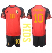 Billige Belgien Eden Hazard #10 Hjemmebanetrøje Børn VM 2022 Kort ærmer (+ bukser)