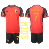 Billige Belgien Kevin De Bruyne #7 Hjemmebanetrøje Børn VM 2022 Kort ærmer (+ bukser)